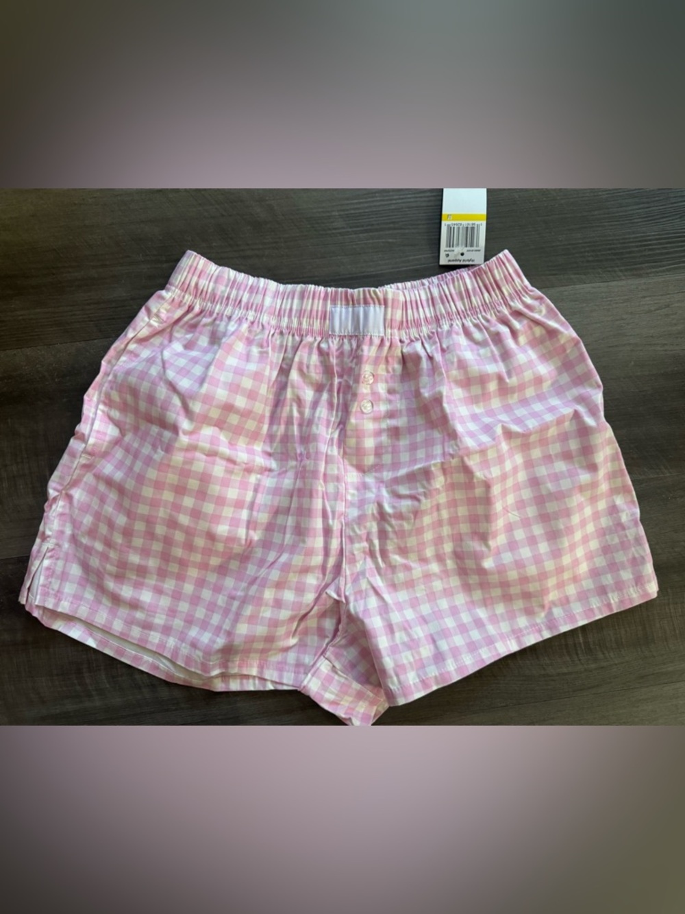 Love Trib Pink and White Gingham Boxer Shorts size medium
